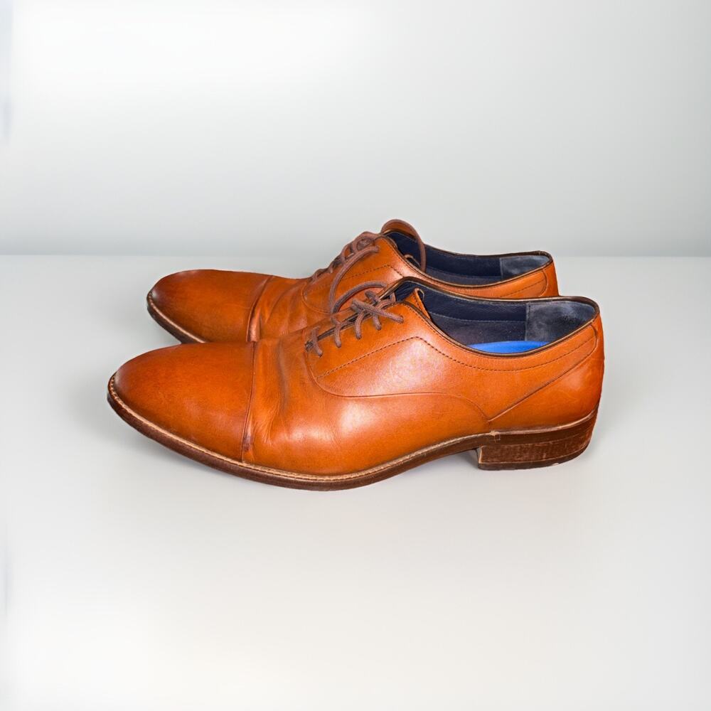 Johnston & Murphy Size 10.5 Mens Stockton Plain Toe Dress Brown Leather Shoes